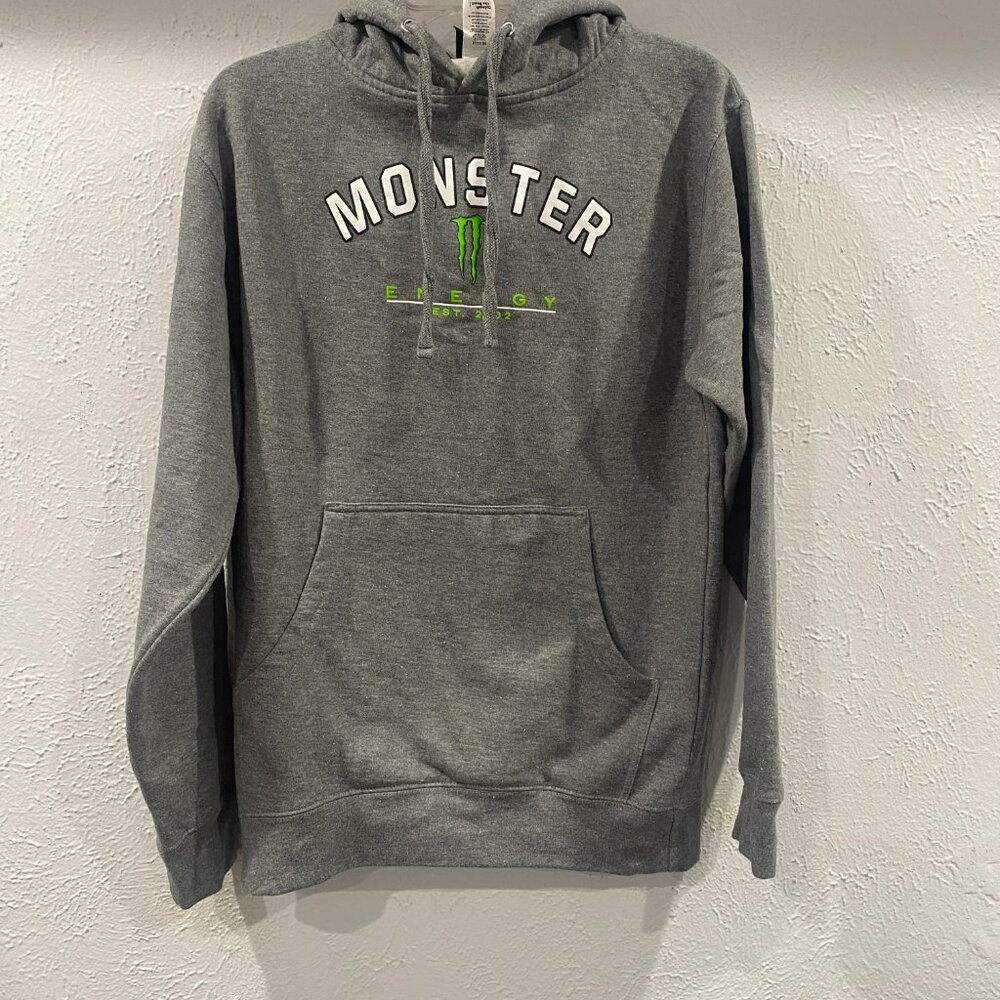 Monster Energy Hoodie in grey, Y2K, long sleeve, 2002, men's Medium.